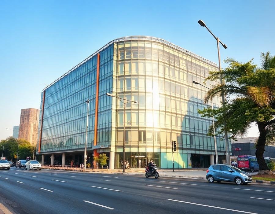 Commercial building on a main road