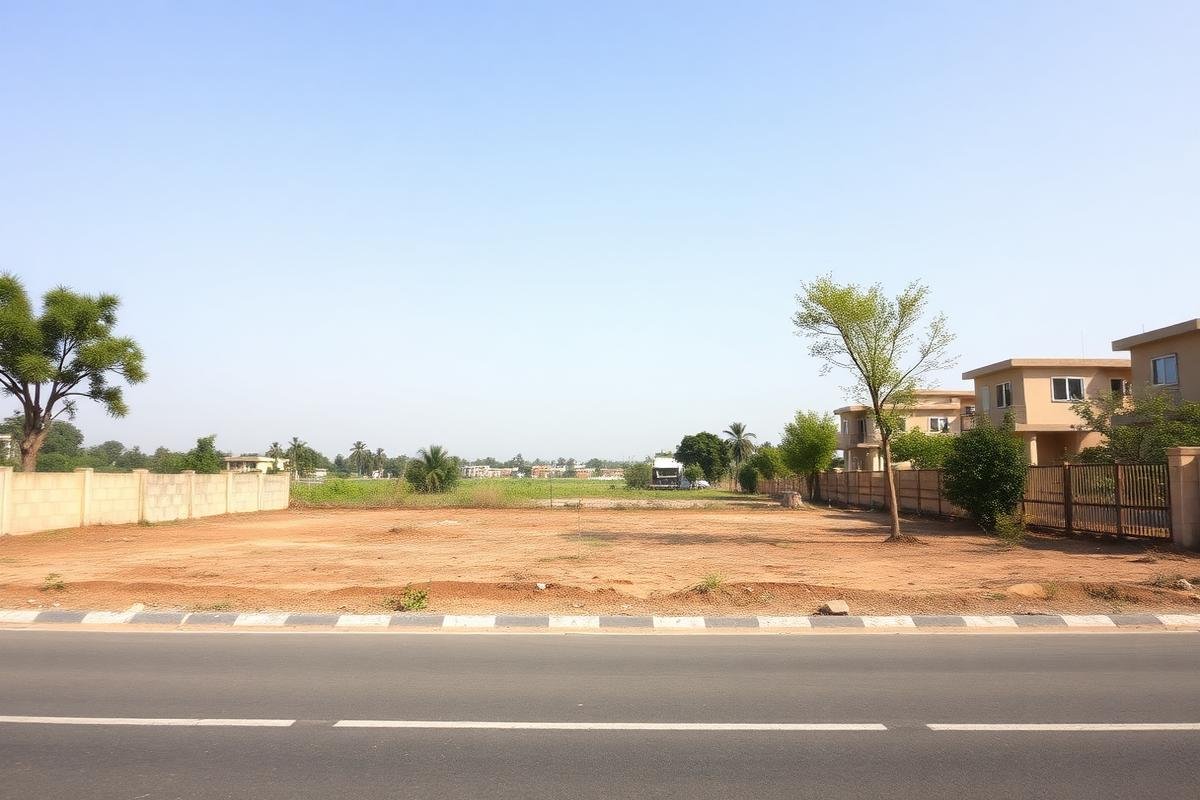 Residential plot with boundary and road access